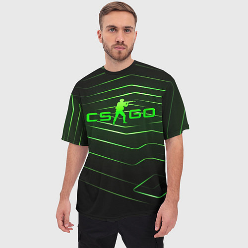 Мужская футболка оверсайз CS GO dark green / 3D-принт – фото 3