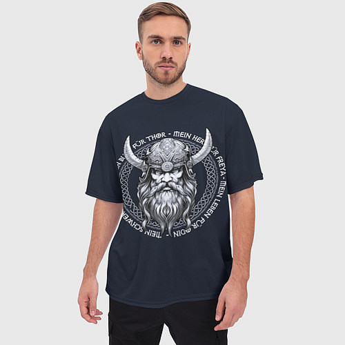 Мужская футболка оверсайз Берсерк древний скандинавский воин / 3D-принт – фото 3