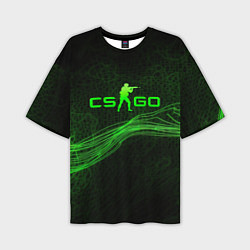 Мужская футболка оверсайз CSGO green abstract