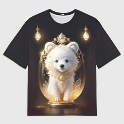 Футболка оверсайз мужская Белый медвежонок с фонариками, цвет: 3D-принт