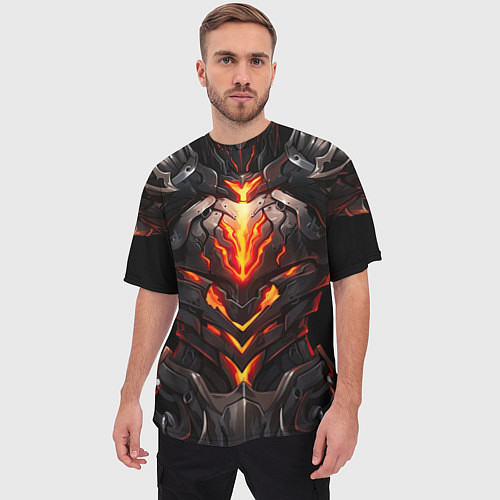 Мужская футболка оверсайз Огненный доспех рыцаря Elden Ring / 3D-принт – фото 3