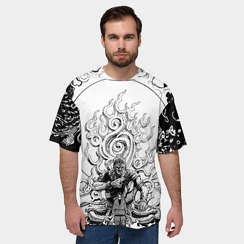 Мужская футболка оверсайз Бенимару Шинмон - Пламенная бригада / 3D-принт – фото 3