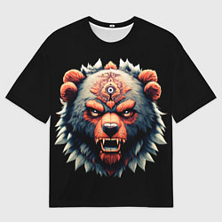 Мужская футболка оверсайз С разъяренным медведем