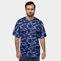 Футболка оверсайз мужская Камуфляж охрана синий, цвет: 3D-принт — фото 2