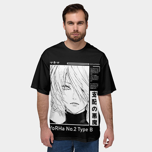 Мужская футболка оверсайз Прекрасная 2B - Nier automata / 3D-принт – фото 3