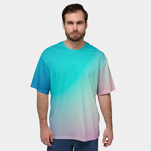 Мужская футболка оверсайз Розовоголубые цвета / 3D-принт – фото 3