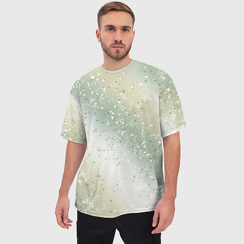 Мужская футболка оверсайз Абстрактный бежево-зелёный / 3D-принт – фото 3