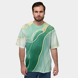 Футболка оверсайз мужская Малахитовые полосы, цвет: 3D-принт — фото 2