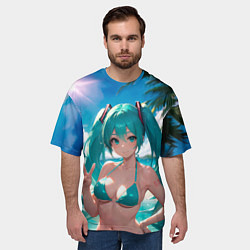 Футболка оверсайз мужская Хацуне Мику, цвет: 3D-принт — фото 2