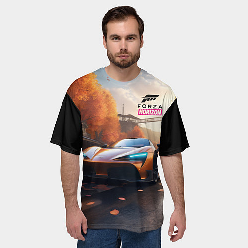 Мужская футболка оверсайз Forza Horison осенний пейзаж / 3D-принт – фото 3