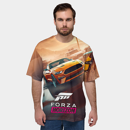 Мужская футболка оверсайз Forza Horizon race / 3D-принт – фото 3