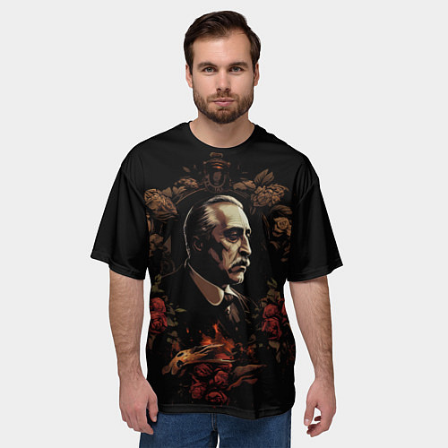 Мужская футболка оверсайз Портрет Дон Вито Корлеоне / 3D-принт – фото 3