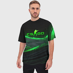 Футболка оверсайз мужская CSGO neon green logo, цвет: 3D-принт — фото 2