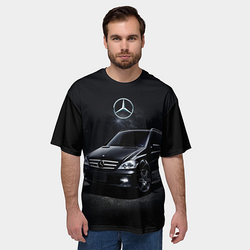 Мужская футболка оверсайз Mercedes black / 3D-принт – фото 3