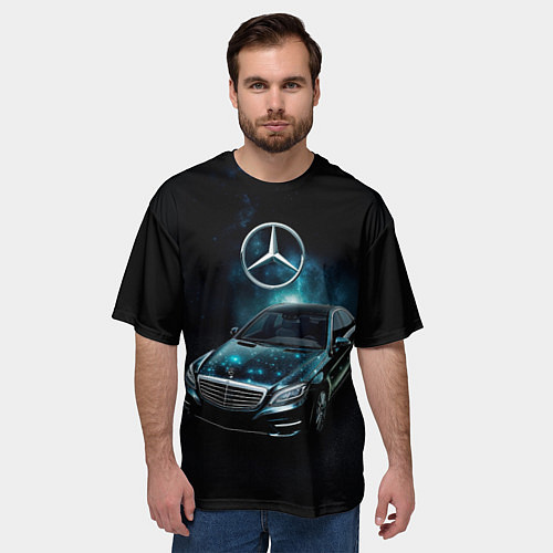 Мужская футболка оверсайз Mercedes Benz dark style / 3D-принт – фото 3