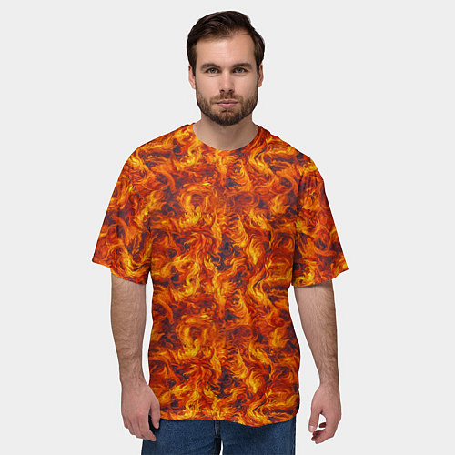 Мужская футболка оверсайз Огненный узор / 3D-принт – фото 3
