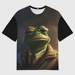 Футболка оверсайз мужская Пепе детектив в костюме, цвет: 3D-принт