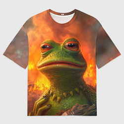 Футболка оверсайз мужская Пепе в огне, цвет: 3D-принт