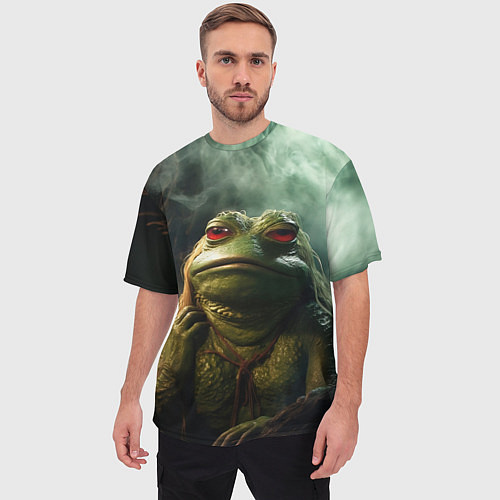 Мужская футболка оверсайз Большая жаба Пепе / 3D-принт – фото 3
