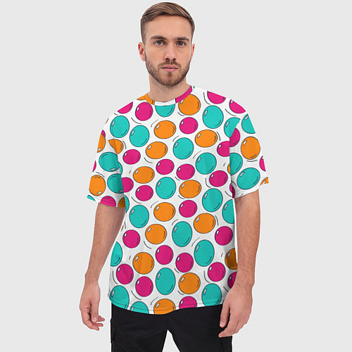 Мужская футболка оверсайз Яркие цветные пузыри / 3D-принт – фото 3