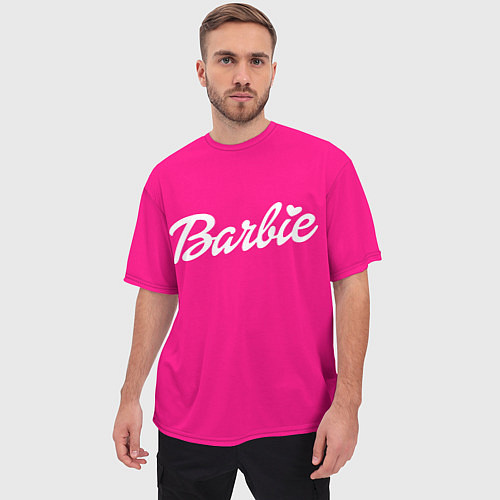 Мужская футболка оверсайз Барби розовая / 3D-принт – фото 3