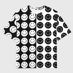 Футболка оверсайз мужская Smiley black and white, цвет: 3D-принт
