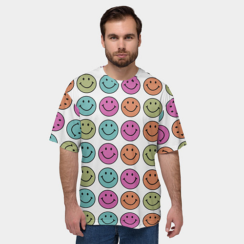 Мужская футболка оверсайз Smiley face / 3D-принт – фото 3