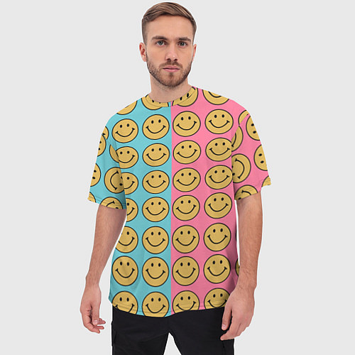 Мужская футболка оверсайз Smiley / 3D-принт – фото 3