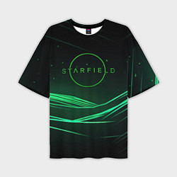 Футболка оверсайз мужская Starfield green logo, цвет: 3D-принт