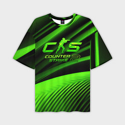 Футболка оверсайз мужская CS2 Counter strike green logo, цвет: 3D-принт