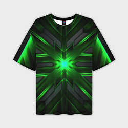 Футболка оверсайз мужская Зеленый свет в абстракции, цвет: 3D-принт