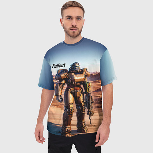 Мужская футболка оверсайз Robot Fallout / 3D-принт – фото 3