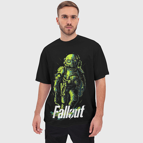 Мужская футболка оверсайз Fallout green / 3D-принт – фото 3