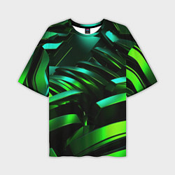 Футболка оверсайз мужская Dark green abstract, цвет: 3D-принт