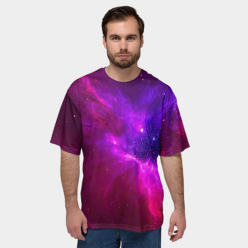 Мужская футболка оверсайз Бескрайнее космическое пространство - галактика / 3D-принт – фото 3