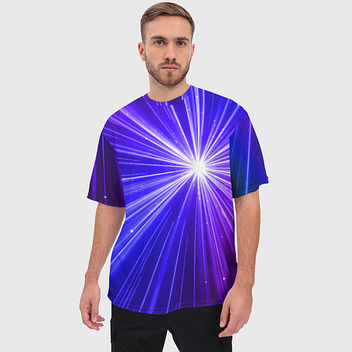 Мужская футболка оверсайз Космическое свечение / 3D-принт – фото 3
