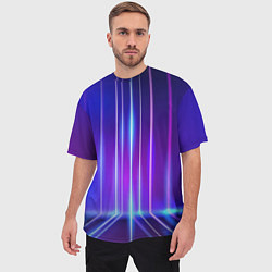 Футболка оверсайз мужская Neon glow - vaporwave - strips, цвет: 3D-принт — фото 2