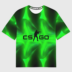 Футболка оверсайз мужская CSGO green logo, цвет: 3D-принт