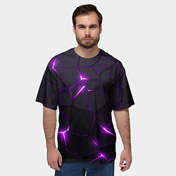 Футболка оверсайз мужская Неоновые плиты с фиолетовым свечением, цвет: 3D-принт — фото 2