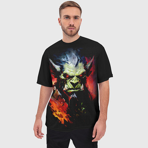 Мужская футболка оверсайз Орк в огне / 3D-принт – фото 3