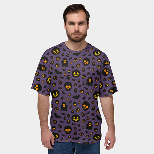 Мужская футболка оверсайз Хэллоуин - узор / 3D-принт – фото 3