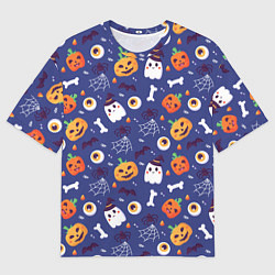 Футболка оверсайз мужская Хэллоуин - узор, цвет: 3D-принт
