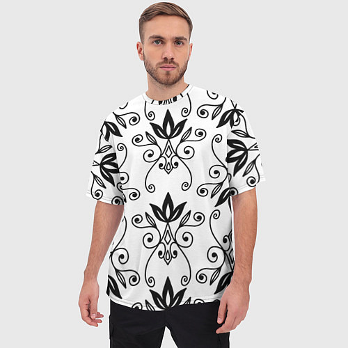 Мужская футболка оверсайз Royal Lily - pattern / 3D-принт – фото 3