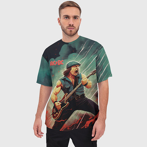 Мужская футболка оверсайз AC DC rock / 3D-принт – фото 3