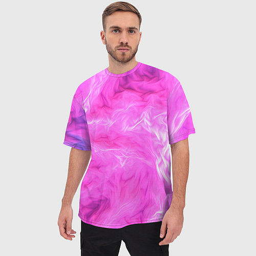Мужская футболка оверсайз Розовый нежный фон / 3D-принт – фото 3