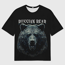 Футболка оверсайз мужская Русский медведь на черном фоне, цвет: 3D-принт