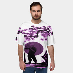 Футболка оверсайз мужская Канеки самурай под сакурой, цвет: 3D-принт — фото 2