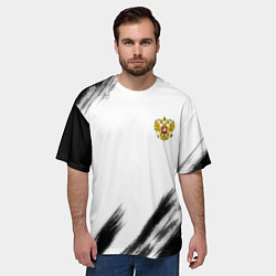 Футболка оверсайз мужская Russia sport черно белый, цвет: 3D-принт — фото 2