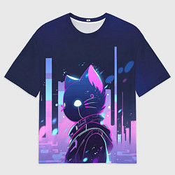 Футболка оверсайз мужская Фантомный кот, цвет: 3D-принт