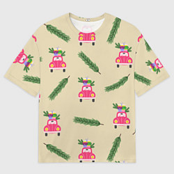 Мужская футболка оверсайз Машина с подарками